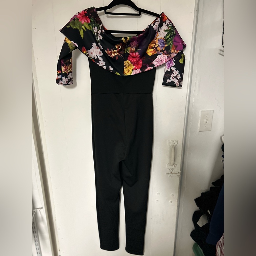 True Violet black and floral jumpsuit - Picture 2 of 3